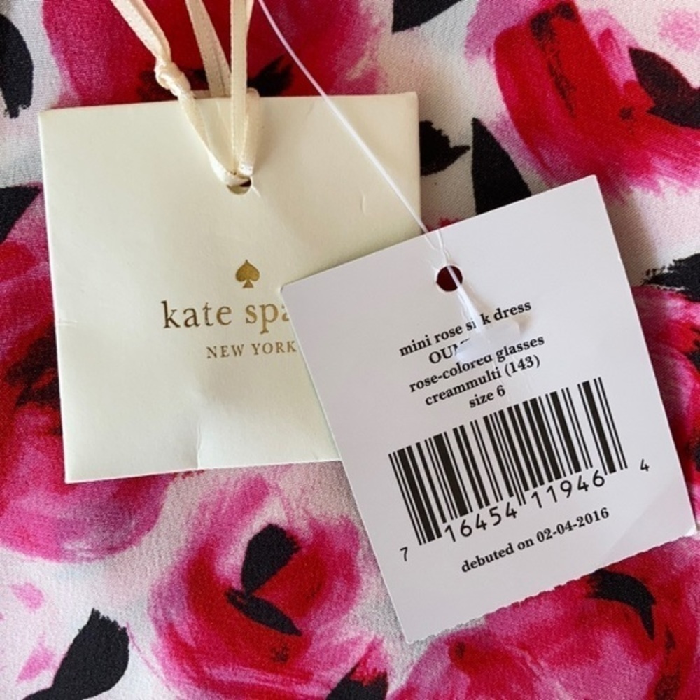 NWT Kate Spade Mini Rose Silk Dress 6 8 $348 - Picture 3 of 11